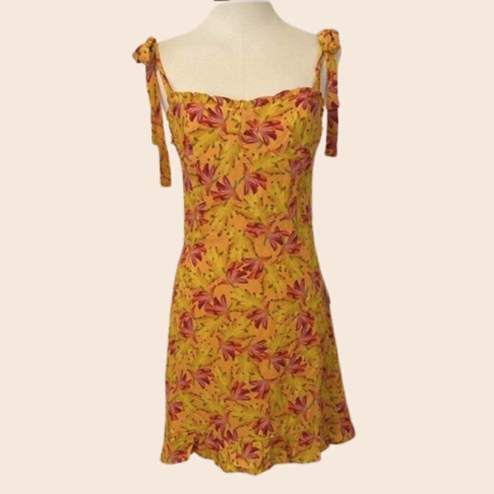 Kourt Bustier Style Banana Print Tropical Mini Dress Size 6
